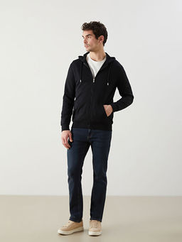 Kap??onlu Uzun Kollu Erkek Fermuarl? Sweatshirt