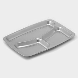 Поднос, 29×20.6×2 см, 3 секции, нержавеющая сталь, серебристый