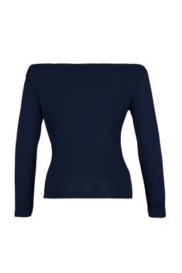 Lacivert Fitted/Vucuda Oturan Uzun Kol Kay?k Yaka Viskoz Esnek Orme Bluz TWOAW21BZ0106