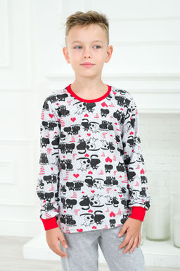 Пижама подростковая из джемпера и брюк из кулирки Олененок кошки