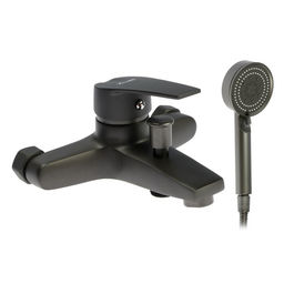Смеситель для ванны ZEIN Z3842, однорычажный, душевой набор, лейка 5 режимов, графит