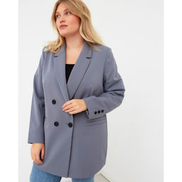 Пиджак женский двубортный MIST plus-size, размер 58, серо-голубой