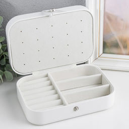 Шкатулка кожзам для украшений "Матовая гладь" белая 16х11х5 см