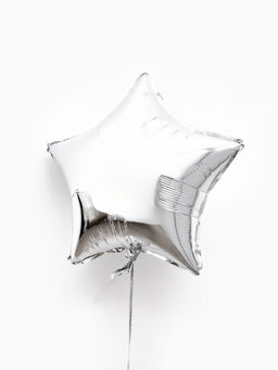 Цена за 2 шт. Воздушные шары фольгированные 18" "Звезда" цвет серебро,  набор 5 штук