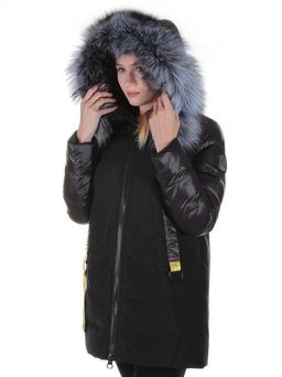 8186 BLACK Пальто женское с натуральным мехом Jarius