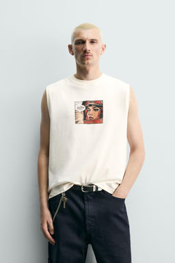 CAMISETA TANK ESTAMPADO C?MIC / Crudo