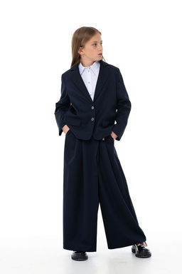 Синий школьный пиджак для девочек Mooriposh, модель 0717