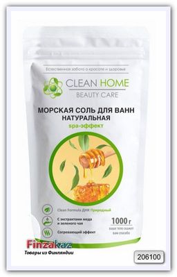 Морская соль для ванн натуральная Clean Home SPA-эффект ( с экстрактом мёда и зелёного чая) 1 кг