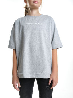 Футболка с принтом 22-7613 светло-серый меланж - Mini maxi фото 3