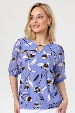 Блузка женская 7027-22/01/Голубой, белый