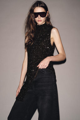 ZW COLLECTION ASYMMETRIC SEQUIN TOP