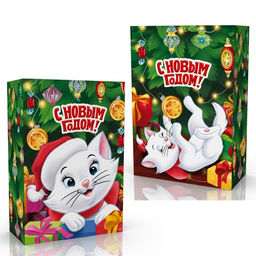 Коробка новогодняя подарочная «С Новым Годом», 16×23×7.5 см, Коты аристократы