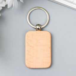 Цена за 12 шт. Деревянный брелок для ключей на кольце под нанесение «Прямоугольник», закруглённые углы, 5×3.5×0.7 см