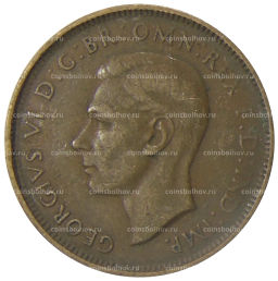 Монета 1/2 пенни 1938 года Австралия