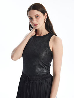 Bisiklet Yaka Parlak G?r?n?ml? Kad?n Atlet