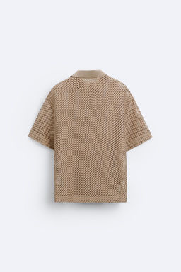 TEXTURED OPENWORK POLO SHIRT - Zara фото 7
