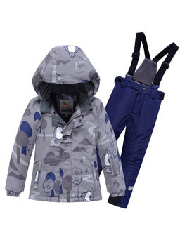 Горнолыжный костюм Valianly детский для мальчика серого цвета 9209Sr