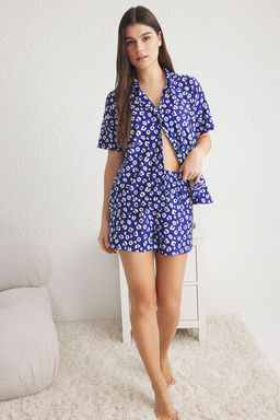 Trendyolmilla Bej-Cok Renkli Leopar Desenli Sortlu Orme Pijama Tak?m? THMSS24PT00285  фото 9