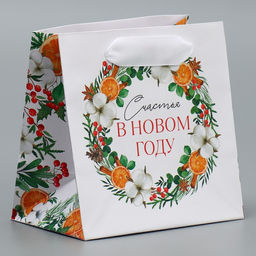 Пакет ламинированный квадратный Счастье, 14 14 9 см