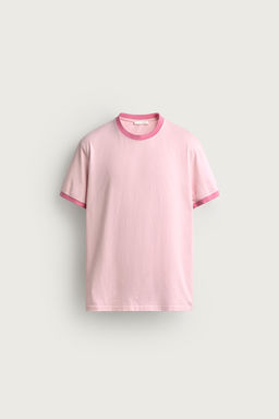 CAMISETA REGULAR FIT RIBETE CONTRASTE / Rosa claro - Zara фото 7