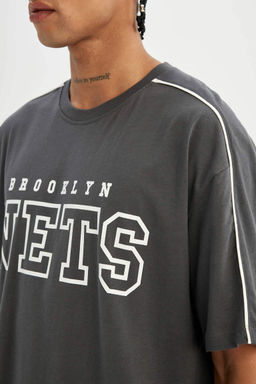 DeFactoFit Футболка Oversize с круглым вырезом и короткими рукавами NBA Brooklyn Nets  фото 5