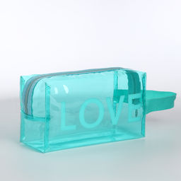 Косметичка ПВХ L-б/н LOVE, 19*8*11, отд на молнии, зеленый