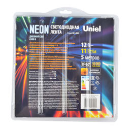 ULS-N03-2835-100LED/m-8mm-IP67-DC12V-11W/m-5M-6500K Светодиодная гибкая герметичная лента. NEON. Катушка 5м. в блистере. Дневной белый свет (6500K). ТМ Uniel