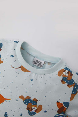 Пижамный комплект из чесаного хлопка с длинными рукавами и рисунком для маленьких мальчиков - Defacto фото 3