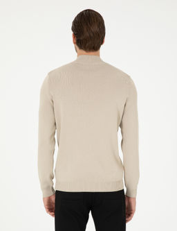 Bej Regular Fit Fermuarl_ Dik Yaka Triko Kazak - Pierre cardin фото 5