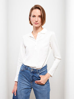 Polo Yaka D?z Uzun Kollu Pike Kad?n Ti??rt