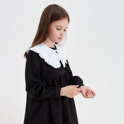 Платье школьное для девочки чёрное MINAKU: School Collection, рост 122 см
