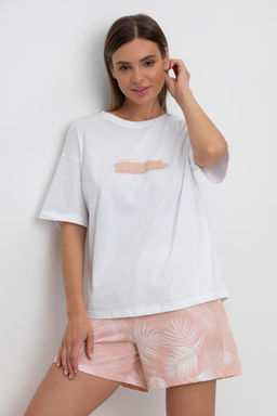 Е 20143/белый,листья пальмы пижама жен