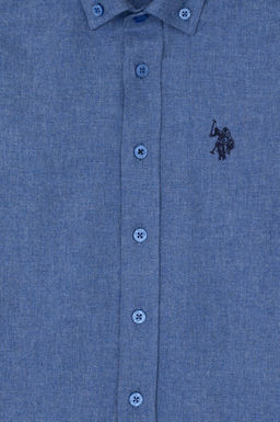 Базовая рубашка цвета индиго с длинным рукавом для мальчика Неожиданная скидка в корзине - U.s. polo assn фото 3