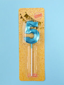 Цена за 4 шт. Свеча в торт на шпажке «Грань», цифра 5, голубая, 5 см