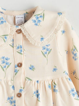 Bebe Yaka F?rf?rl? Bask?l? K?z Bebek Elbise