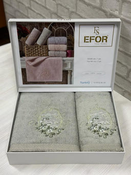 Набор полотенец EFOR из 2-х предметов (50*90 и 70*140) CICEK SEPETI зеленый YESIL