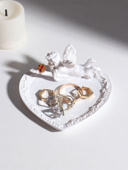 Подставка для колец, мелочей Белоснежный ангел с красным шаром, подсвечник, 3?8.6?8.2 см, МИКС