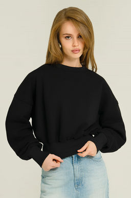 Арт. 15128 Свитшот женский укороченный 42-46 (3 шт) Цвет:черный