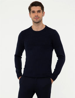 Lacivert Slim Fit Bisiklet Yaka Triko Kazak - Pierre cardin фото 3