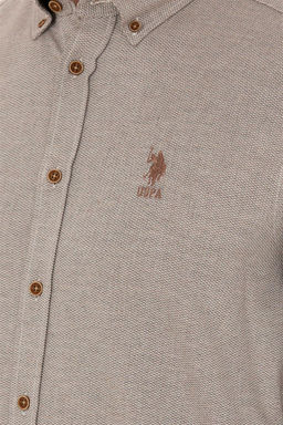 U. S. Polo Assn / Мужская рубашка с длинным рукавом кокосового цвета - U.s. polo assn фото 7