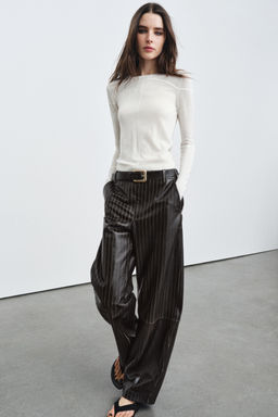 STRIPED LEATHER TROUSERS ZW COLLECTION LIMITED EDITION - Zara фото 22