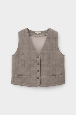 ЕВТ 3340/кремовый,клетка глен жилет жен