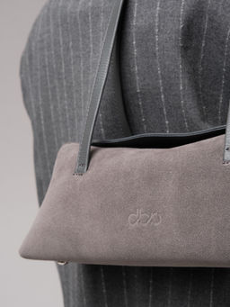 Замшевая сумка Raduy DBR 31127 серый замок  фото 6