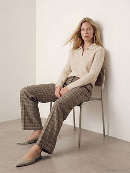 Polo Yaka Y?n Kar???ml? Kad?n Triko Kazak