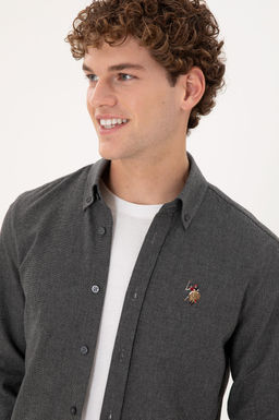 Мужская рубашка антрацитового цвета с длинным рукавом - U.s. polo assn фото 2