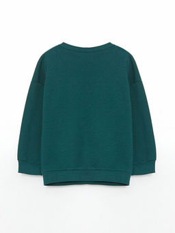 Bisiklet Yaka Bask?l? Erkek ?ocuk Sweatshirt ve E?ofman Alt 2li