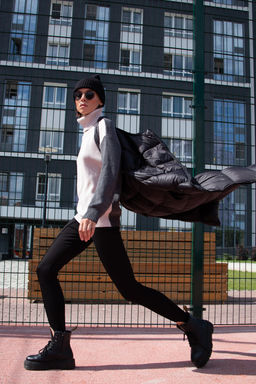 Легинсы трикотажные со штрипками черные - Fly фото 7