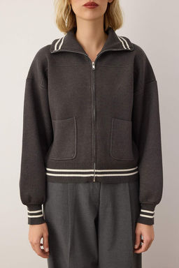 Lacivert Premium Iplik/Ozel Iplik Fermuarl? Mont Gorunumlu Triko H?rka TWOAW26HI00133 - Trendyolmilla фото 7