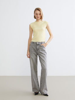 Bisiklet Yaka Dokulu Bluz