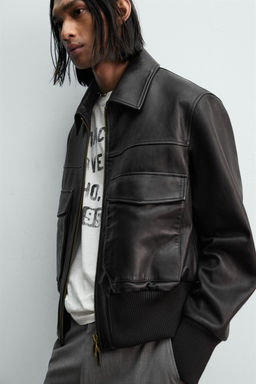 LIMITED EDITION CROPPED LEATHER JACKET - Zara фото 6